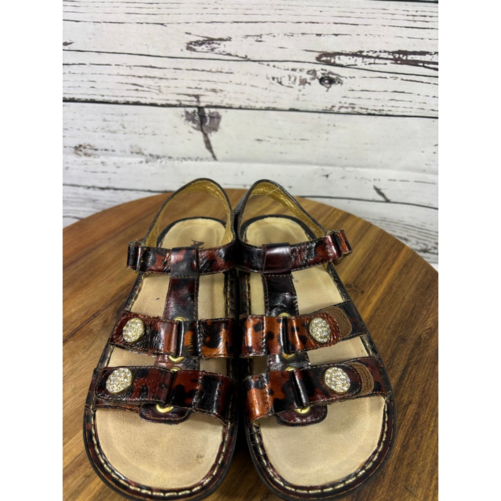 Women's Alegria Brown Black Leopard Print Sandals Size 5-35